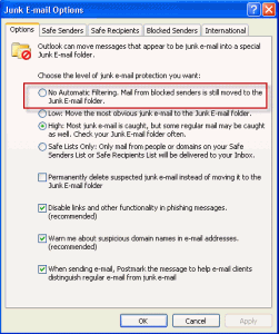 outlook junk filter